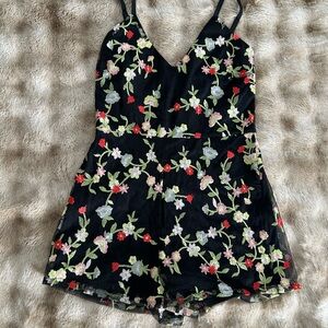 Fashion Nova Black Floral Chemise